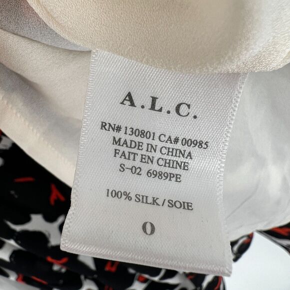 A.L.C. Dress Womens 0 Silk Dark Floral Swing Asymmetrical Hem Midi Career‎ - Picture 5 of 8
